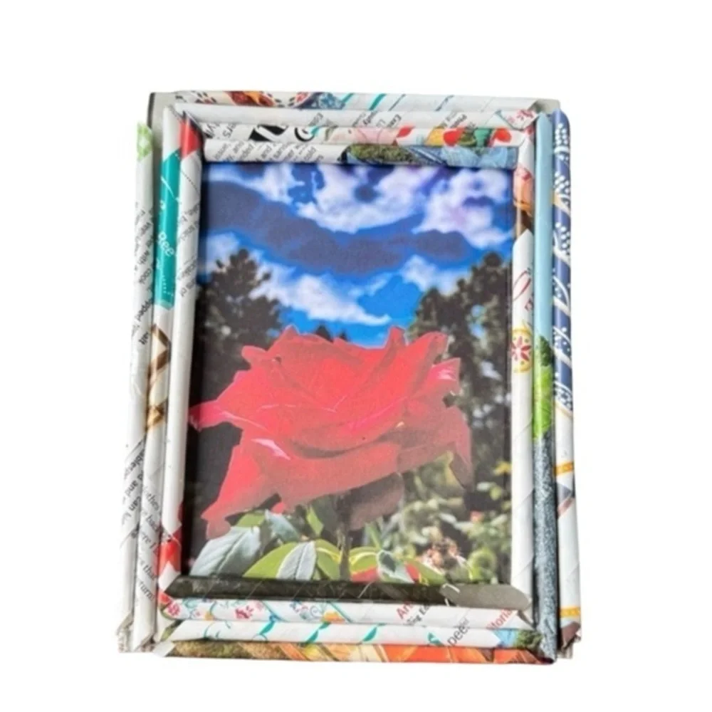 Framed Rose Photo | Handmade Recycled Magazine Frame